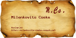 Milenkovits Cseke névjegykártya